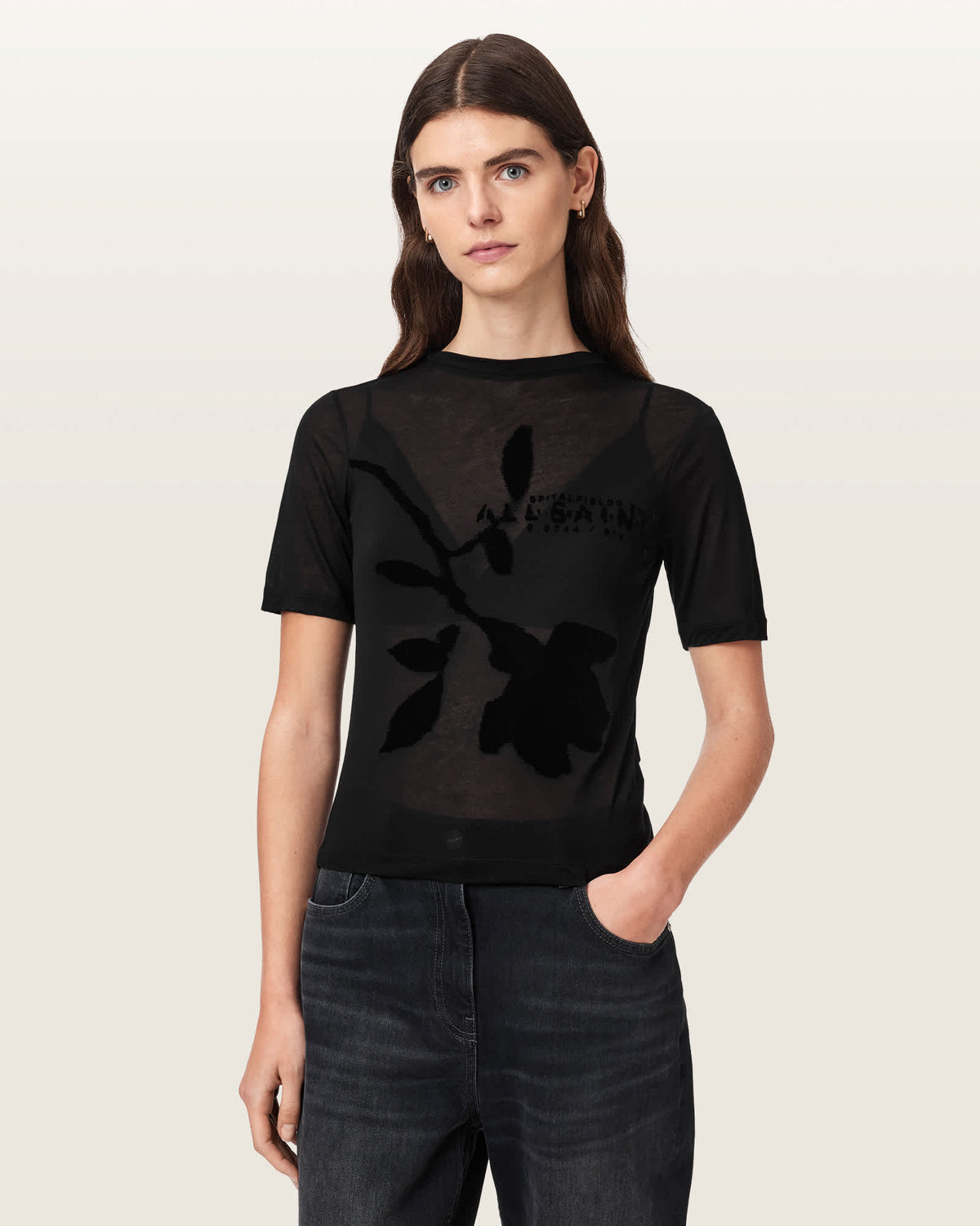 Athea Graphic Sheer T-Shirt Black
