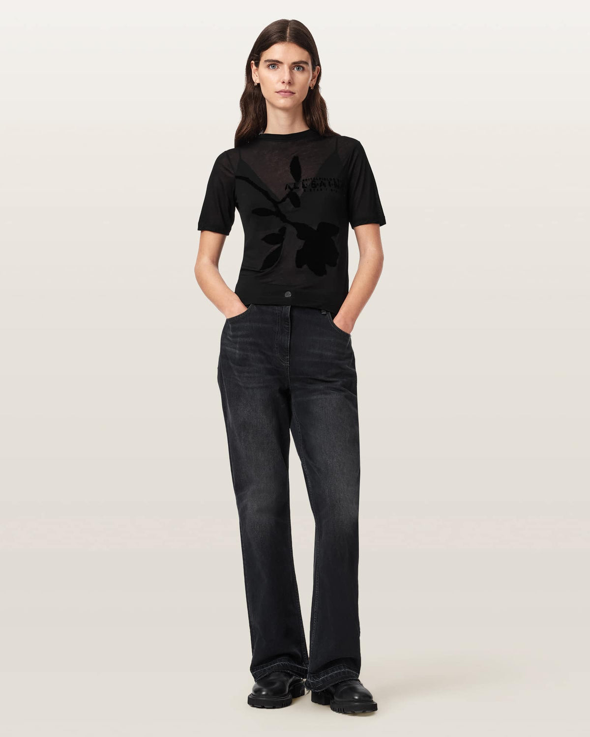 Athea Graphic Sheer T-Shirt Black