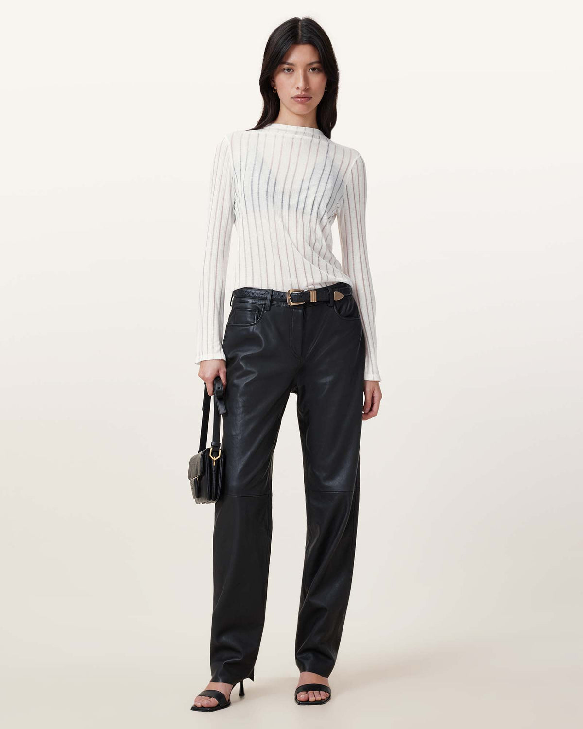 Aki Long Sleeve Funnel Neck T-Shirt Chalk White