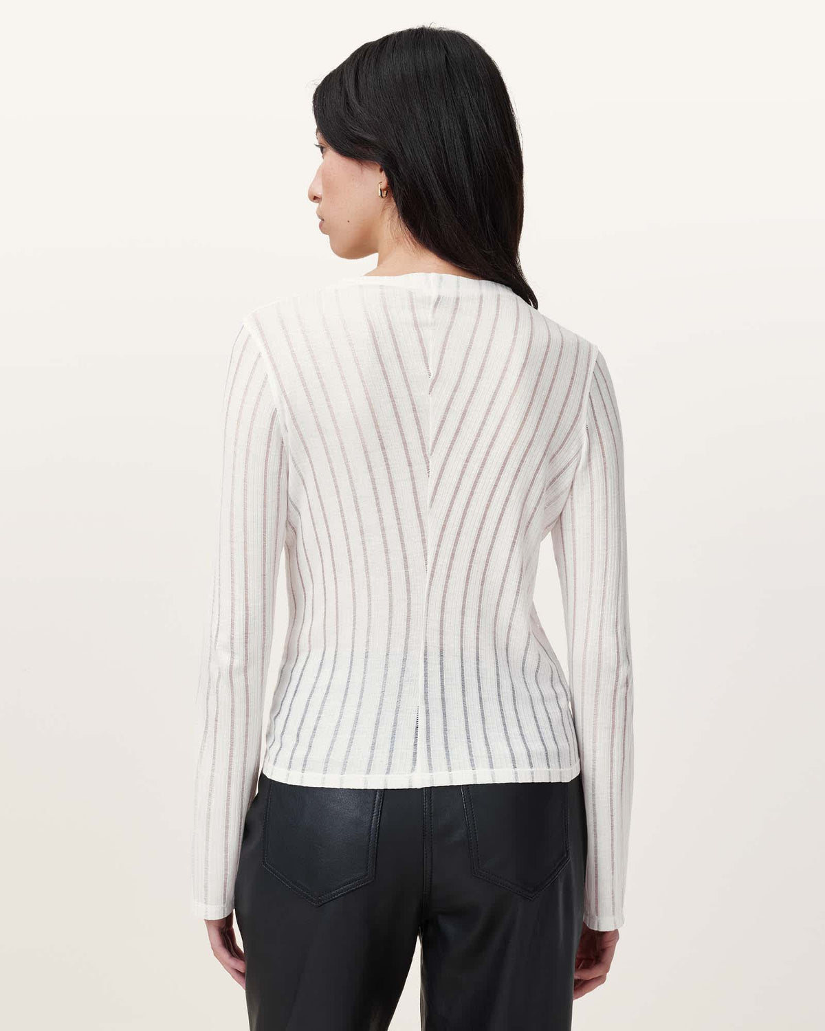 Aki Long Sleeve Funnel Neck T-Shirt Chalk White