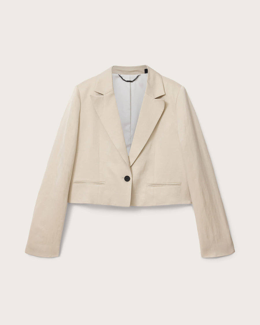 Helena Single Breasted Cropped Blazer Stone