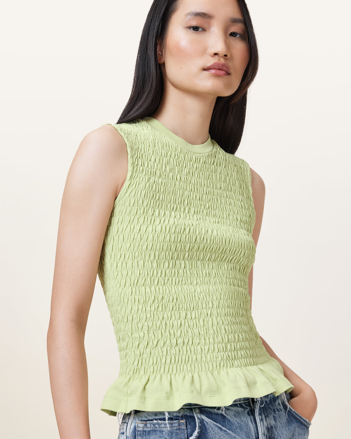 Ode Smocked Sleeveless Tank Top