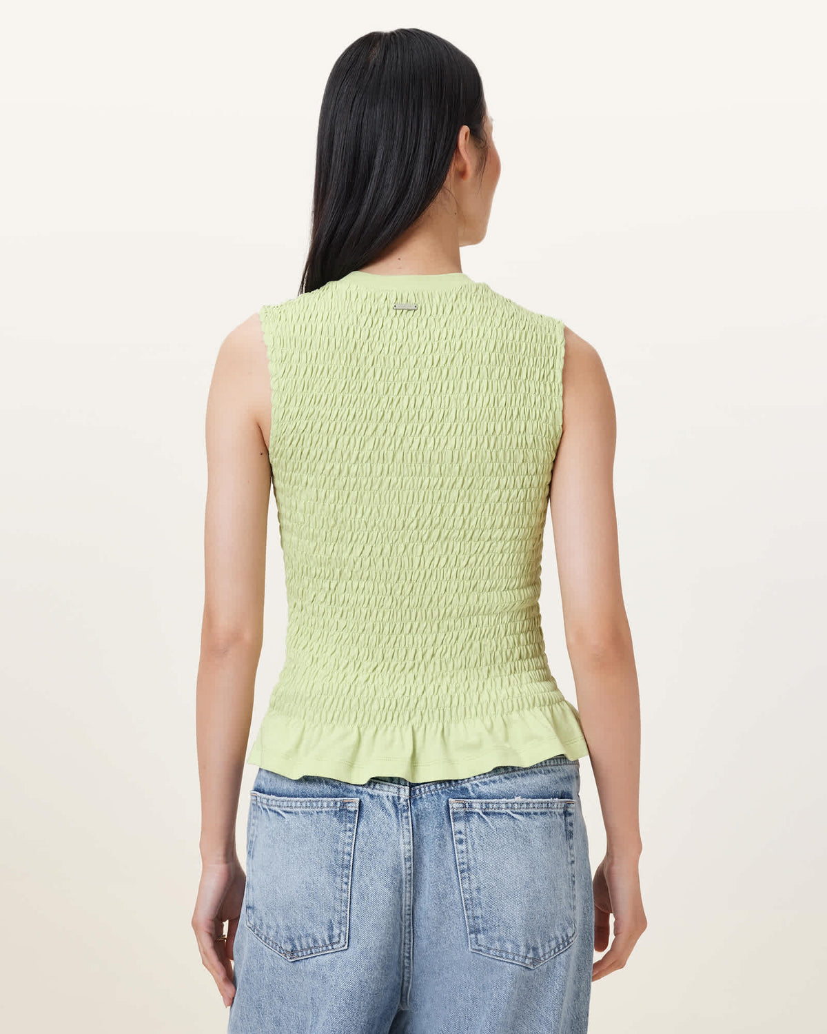 Ode Smocked Sleeveless Tank Top JADE GREEN