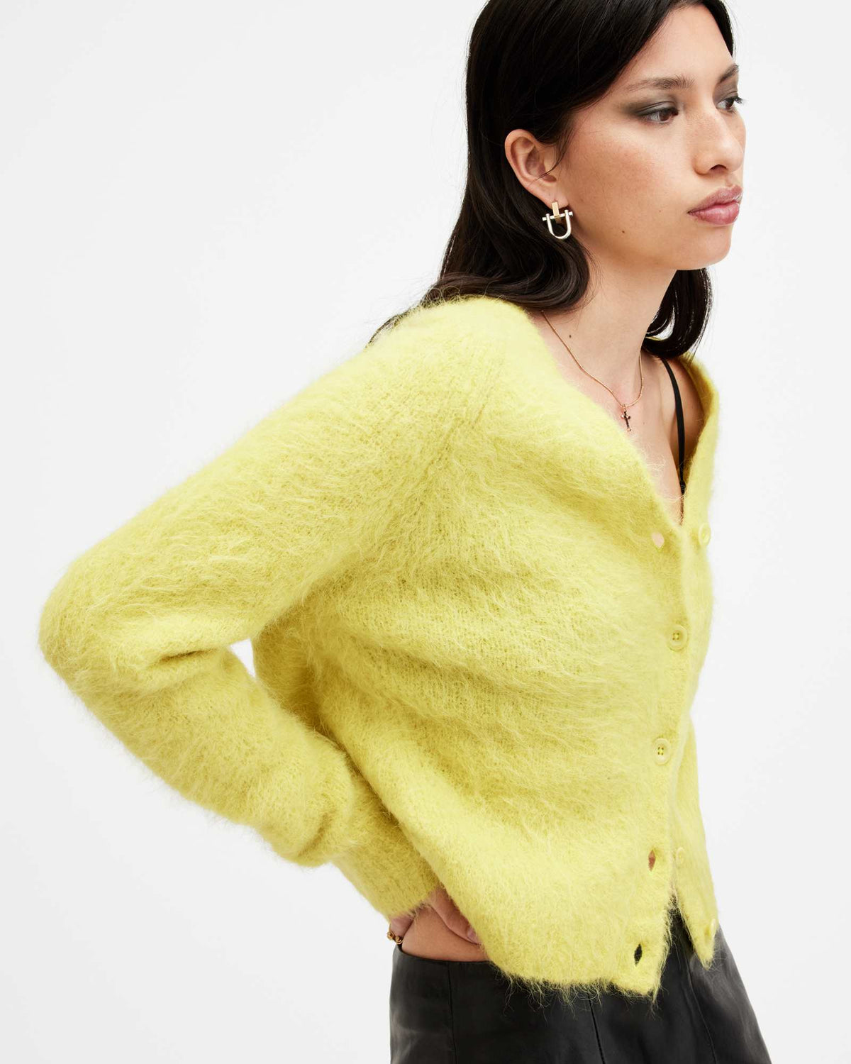 Vortex V-Neck Relaxed Fit Cardigan ELECTRIC YELLOW