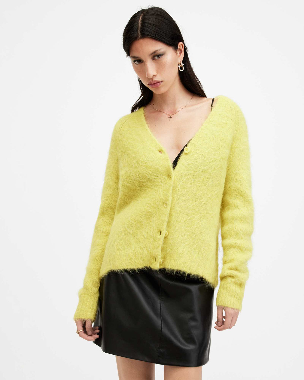 Vortex V-Neck Relaxed Fit Cardigan ELECTRIC YELLOW