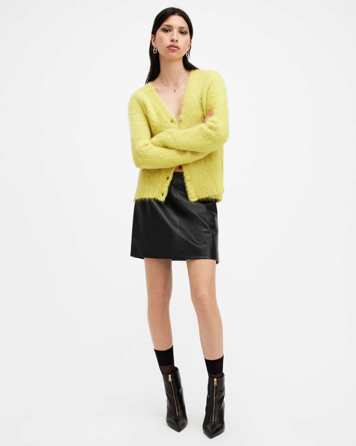 Vortex V-Neck Relaxed Fit Cardigan ELECTRIC YELLOW