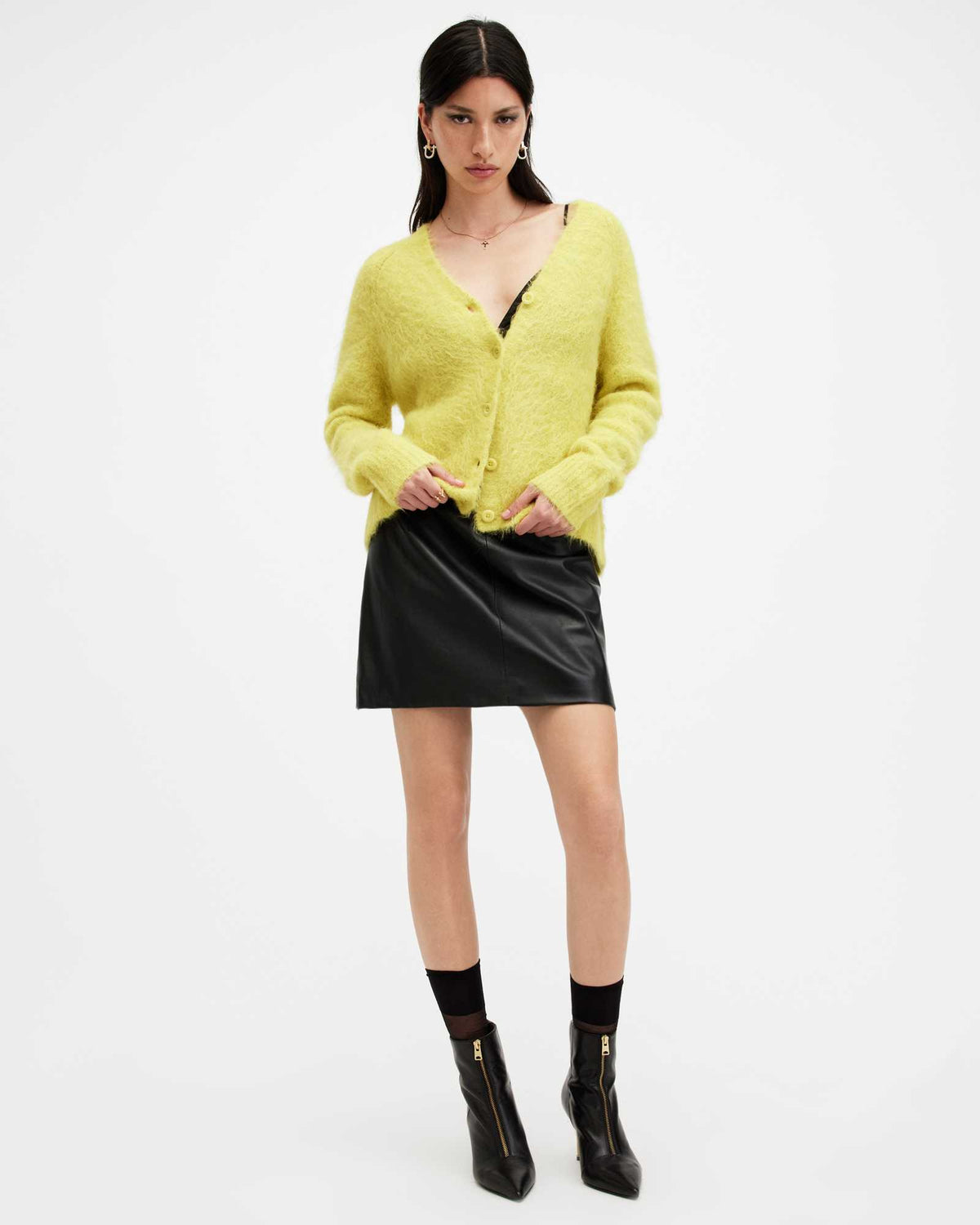 Vortex V-Neck Relaxed Fit Cardigan ELECTRIC YELLOW