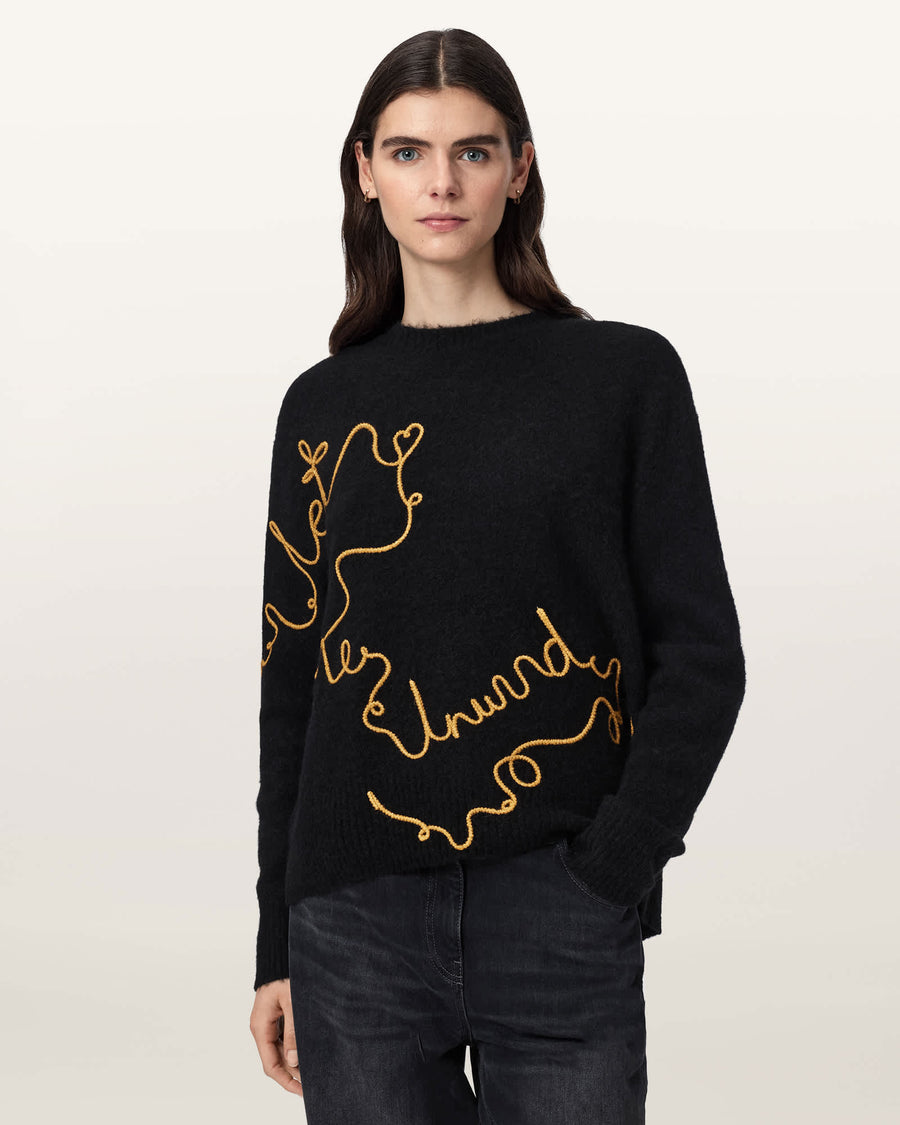 Unwind Relaxed Alpaca Blend Jumper Black