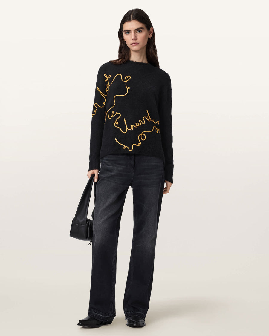 Unwind Relaxed Alpaca Blend Jumper Black