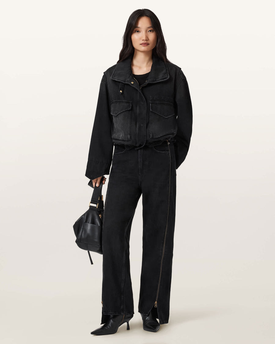 Frankie Double Zip Jeans Washed Black