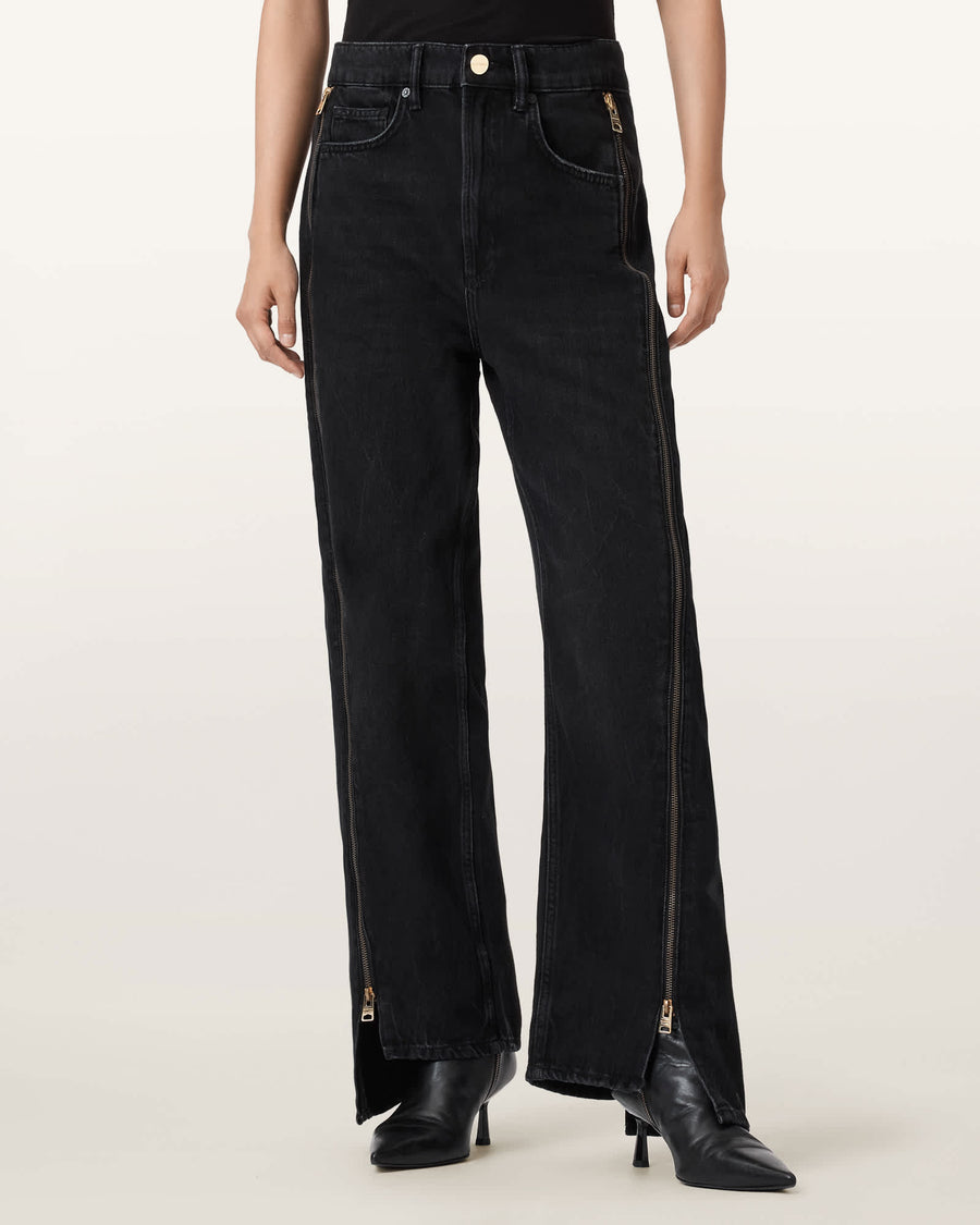 Frankie Double Zip Jeans Washed Black