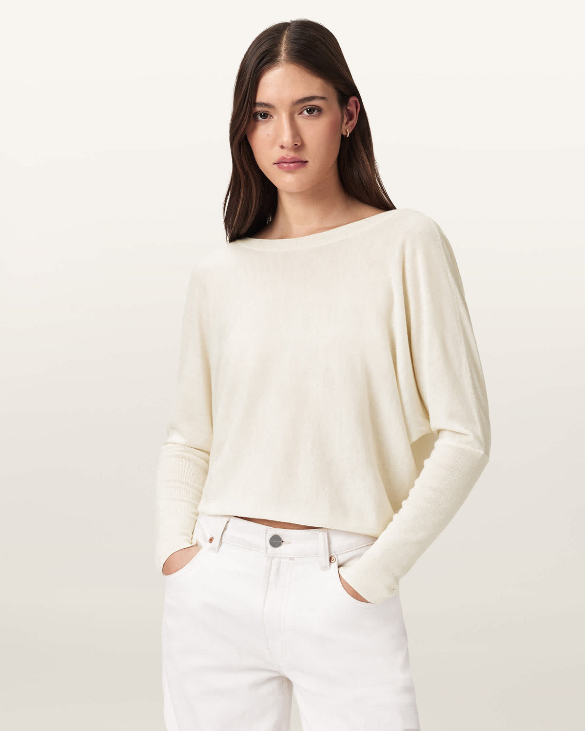 Julieana Wrap Merino Wool Jumper Chalk White