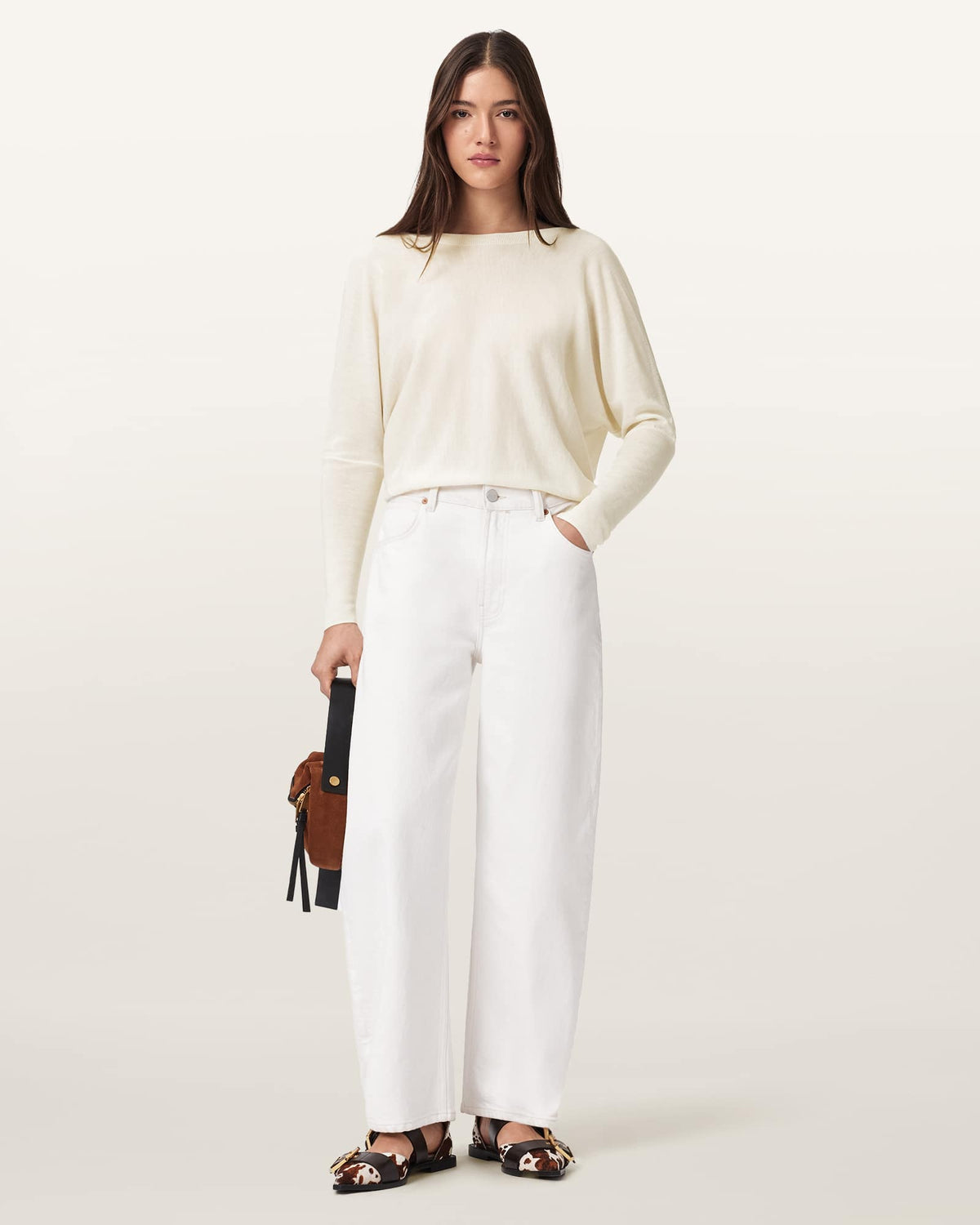 Julieana Wrap Merino Wool Jumper Chalk White