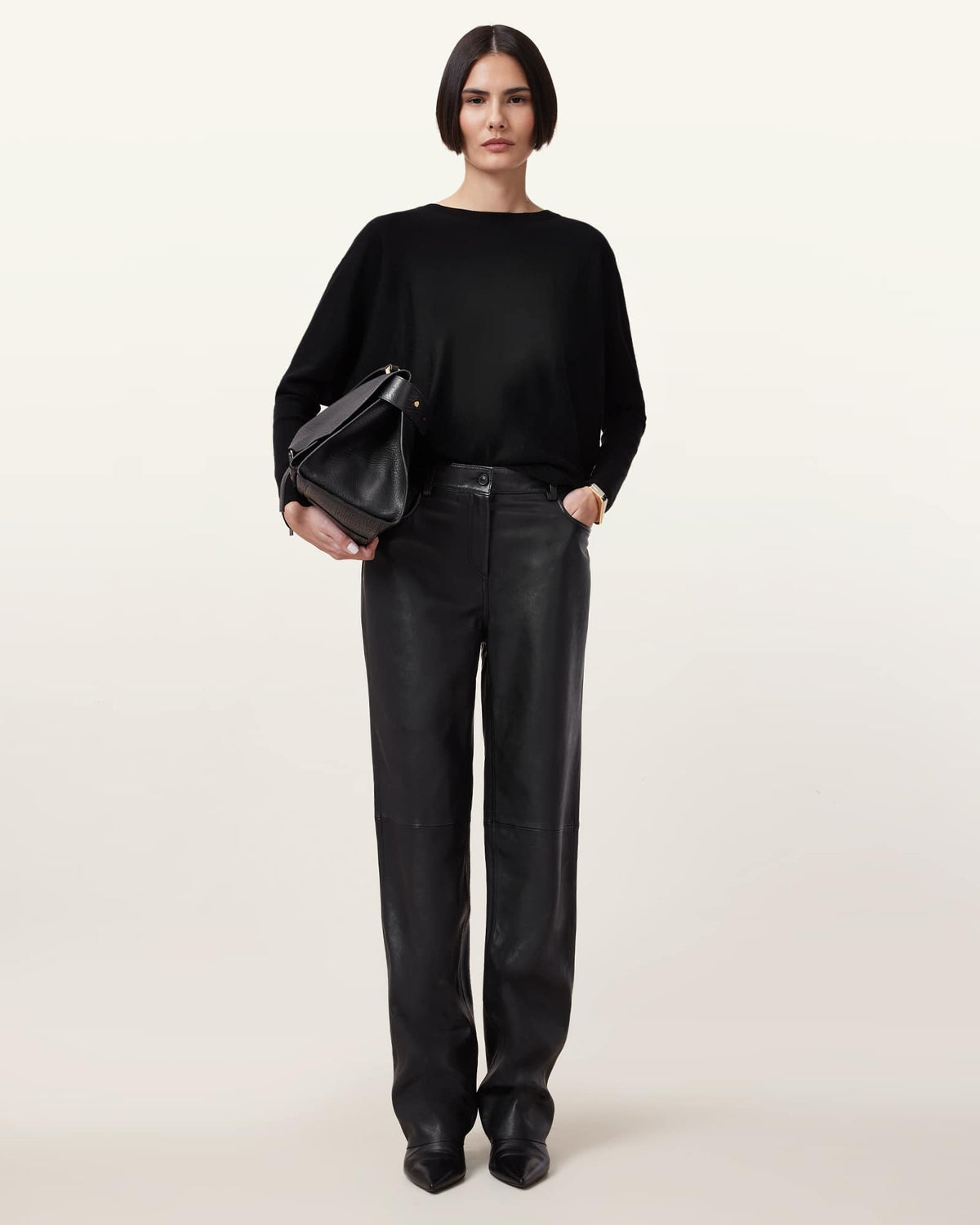 Julieana Wrap Merino Wool Jumper Black