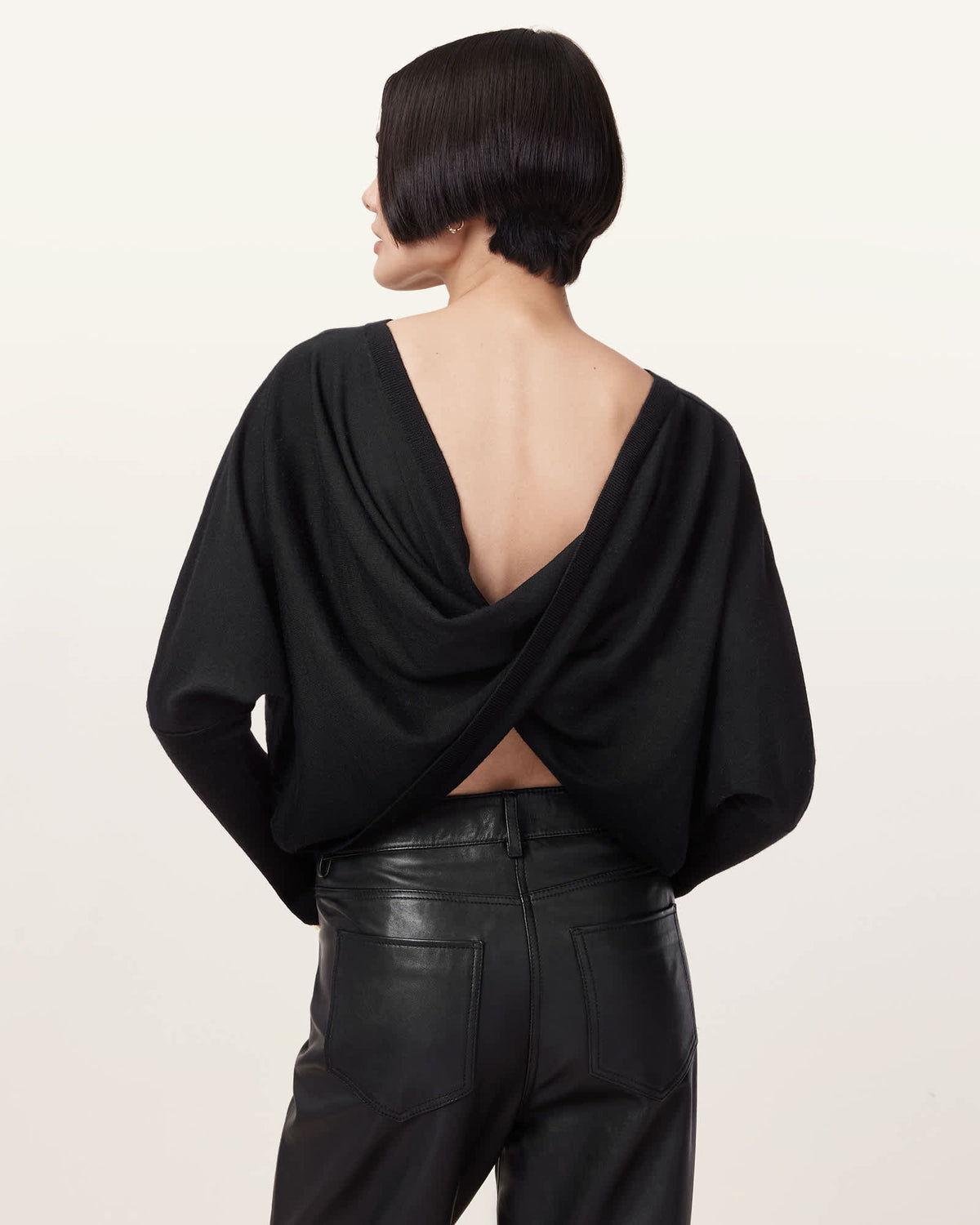 Julieana Wrap Merino Wool Jumper Black