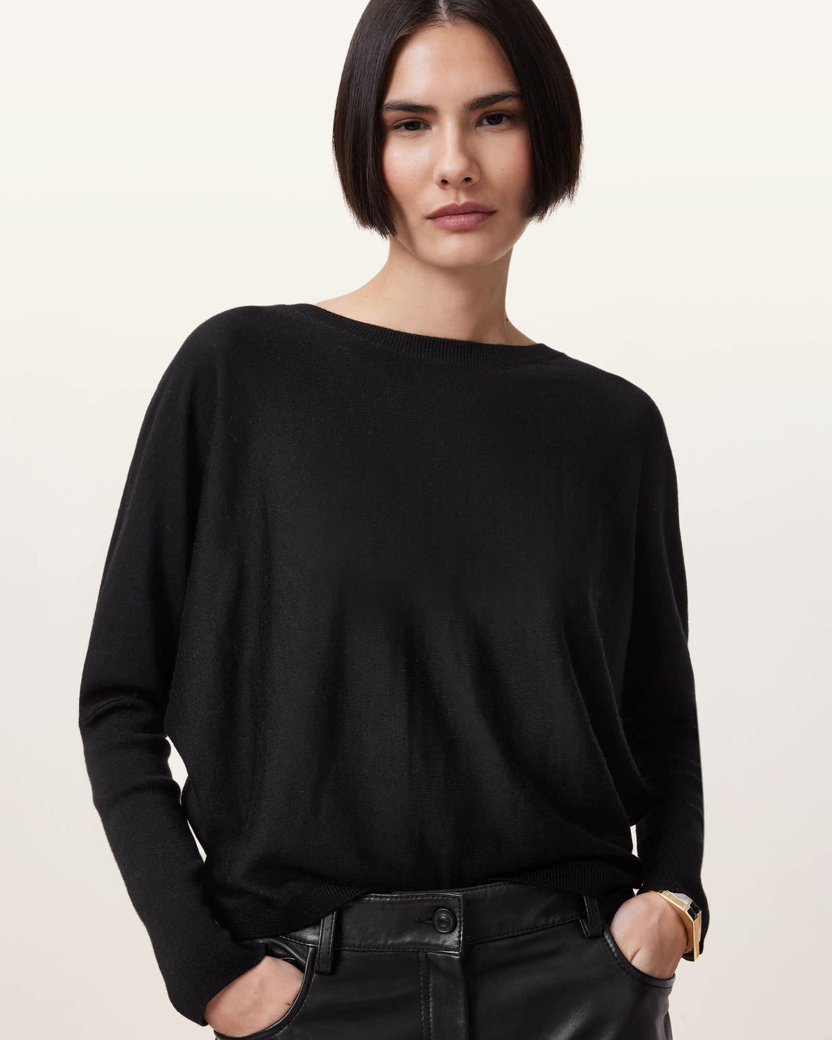 Julieana Wrap Merino Wool Jumper Black