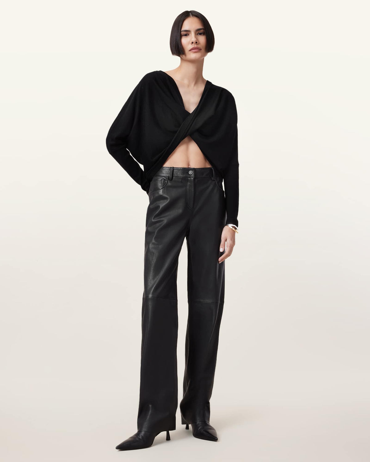Julieana Wrap Merino Wool Jumper Black