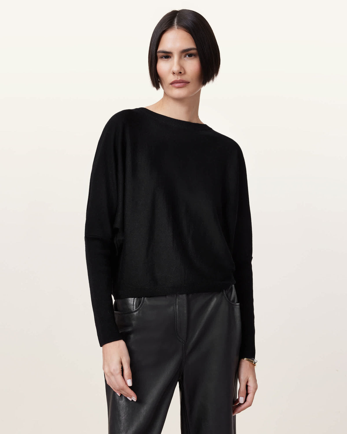 Julieana Wrap Merino Wool Jumper Black