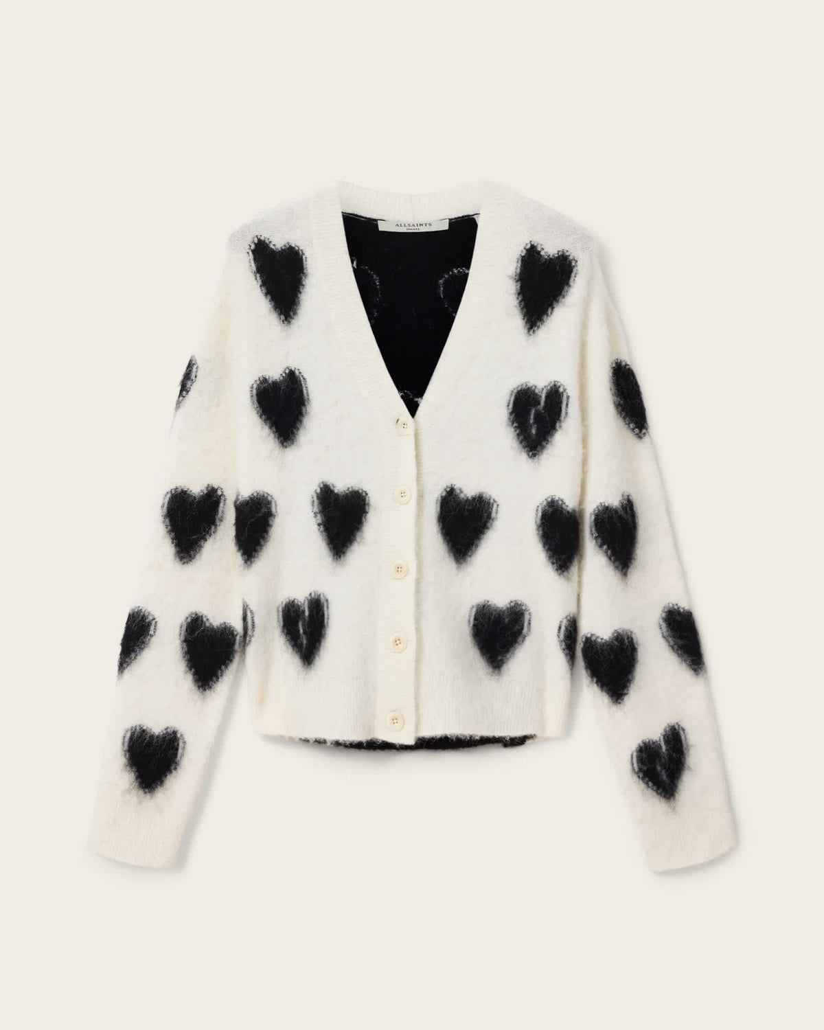Scatter Heart Cardigan CHALK WHITE/BLACK
