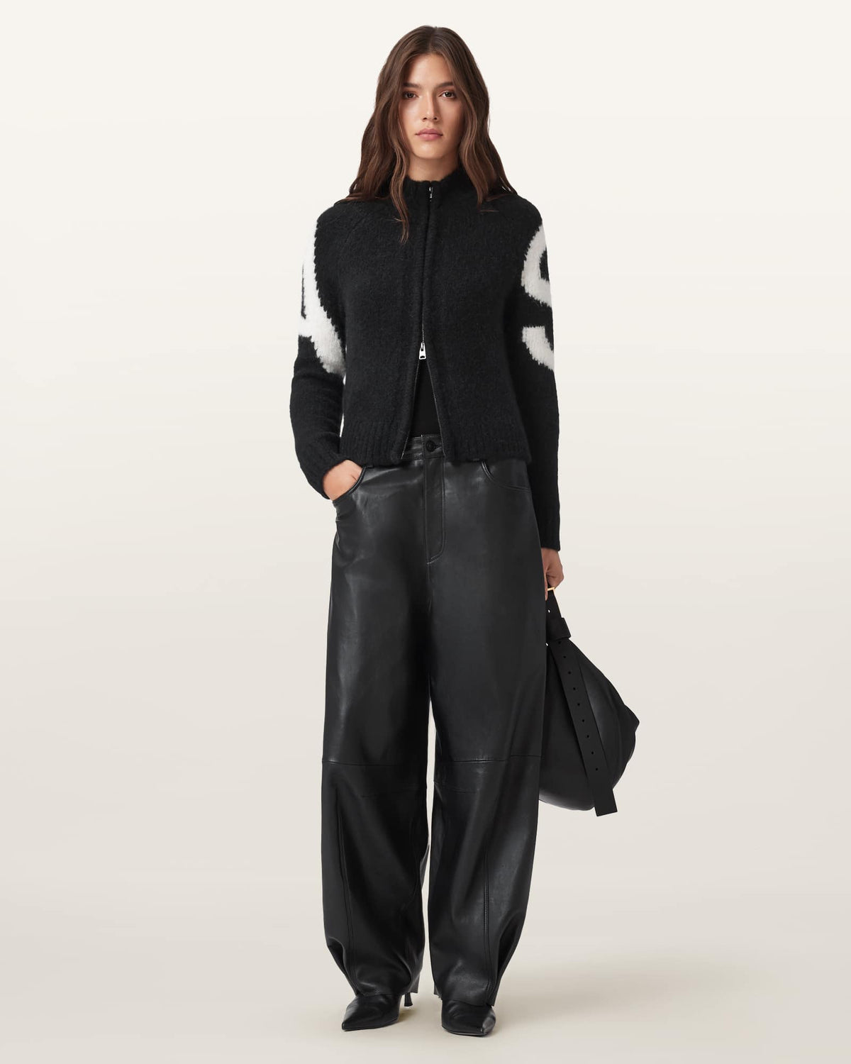 Sylvie Slim Fit Cardigan BLACK/CHALK WHITE
