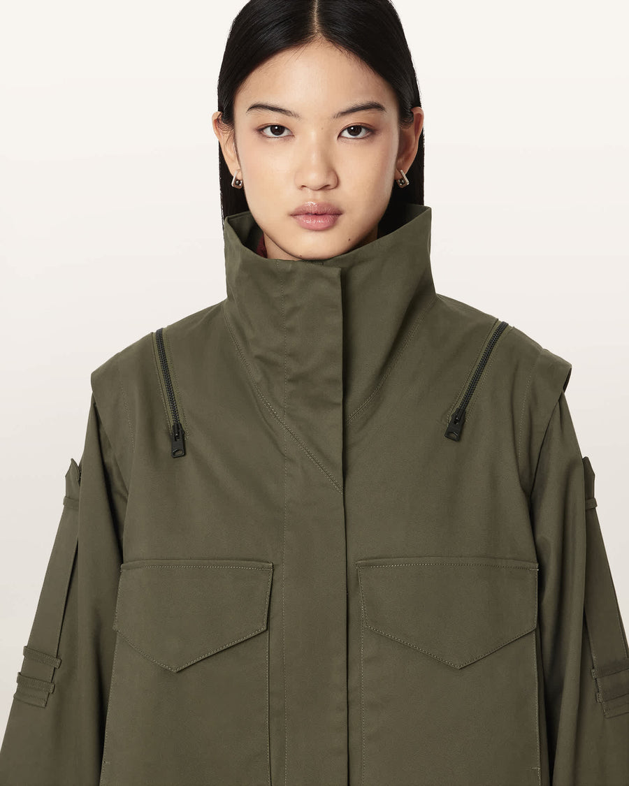 Leighton Cotton Utility Jacket Dark Khaki Green