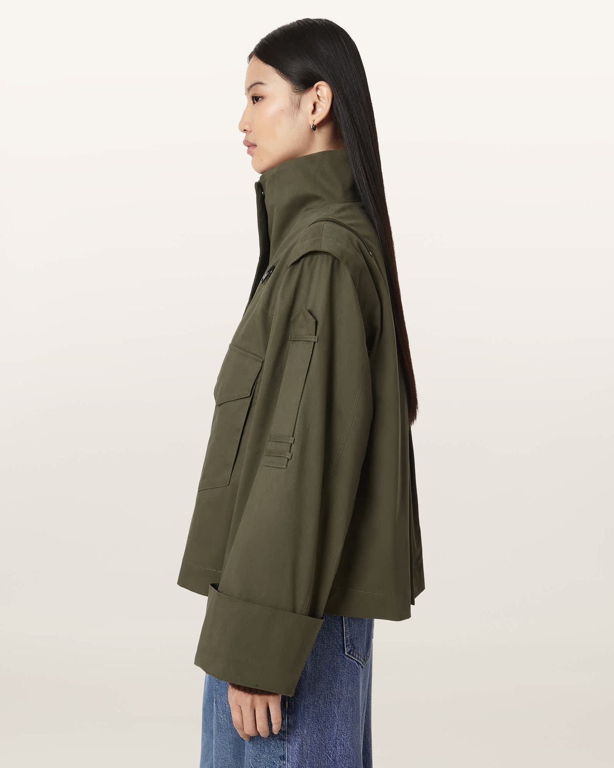 Leighton Cotton Utility Jacket Dark Khaki Green