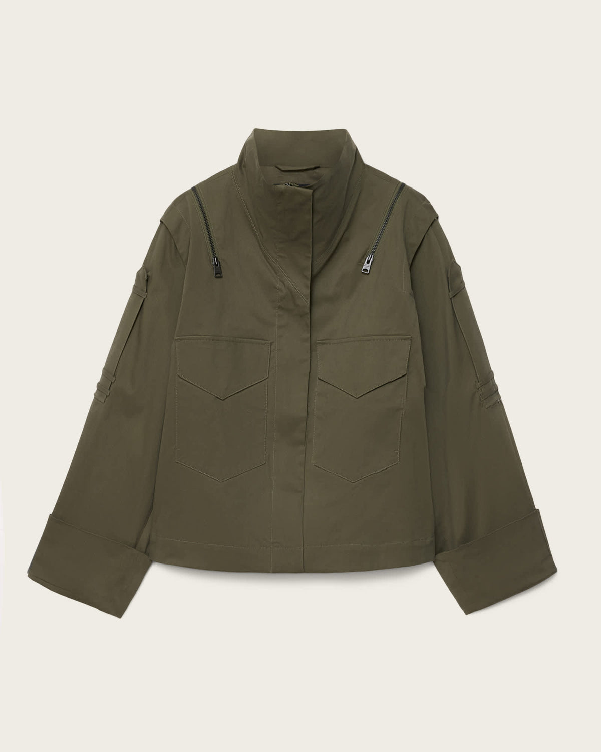 Leighton Cotton Utility Jacket Dark Khaki Green