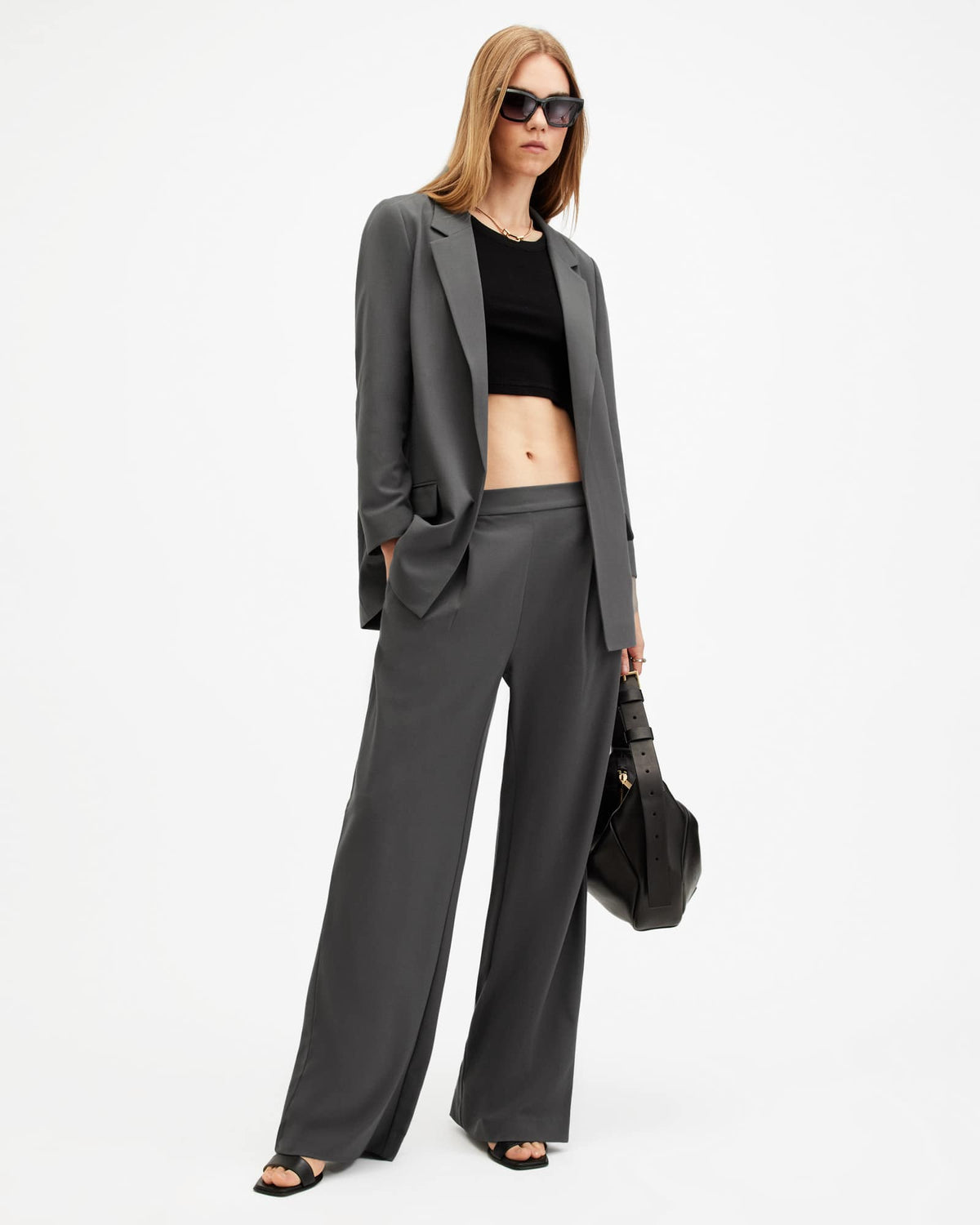 Aleida Lightweight Wide Leg Trousers EIFFEL GREY