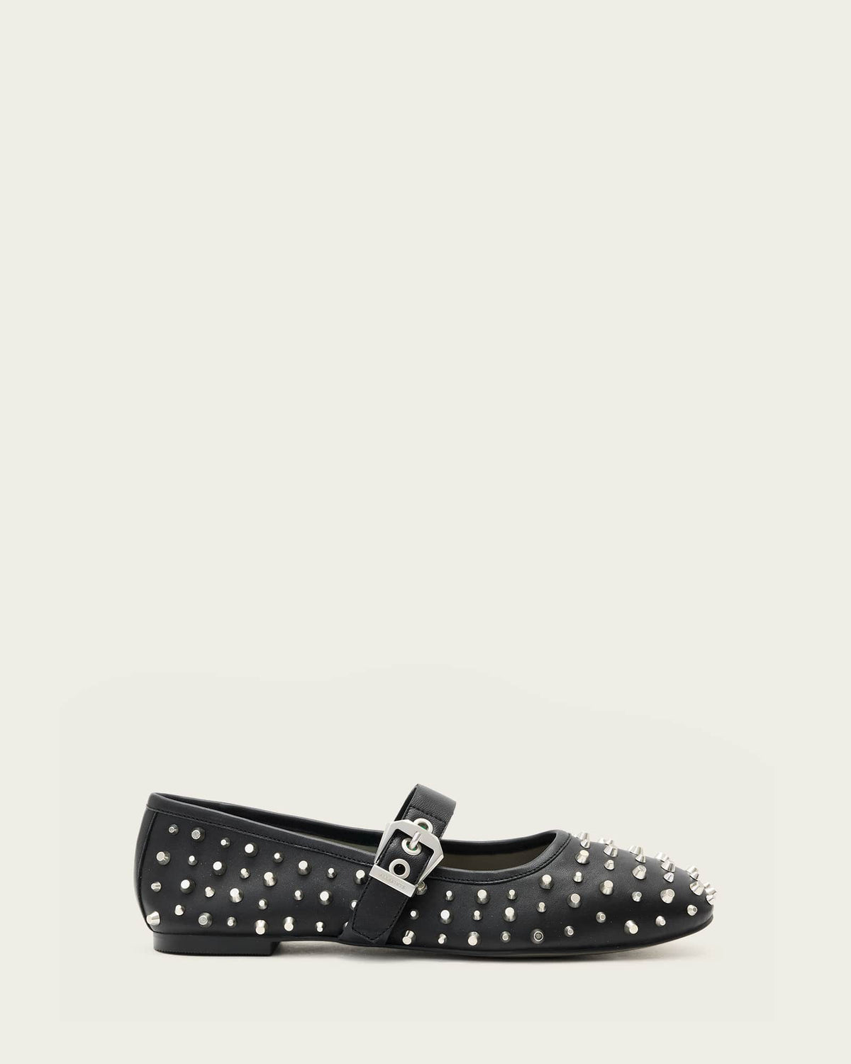 Holly Leather Stud Ballet Flats Black