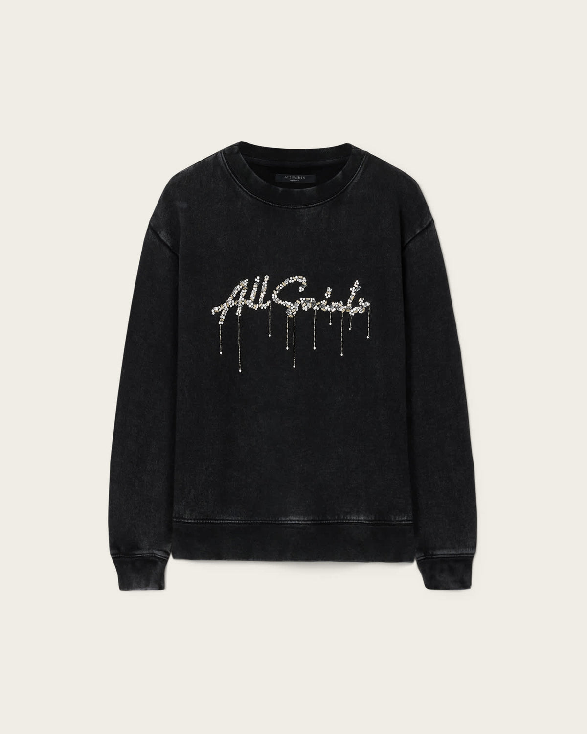 Chains Pippa Embellished Sweatshirt Washed Black
