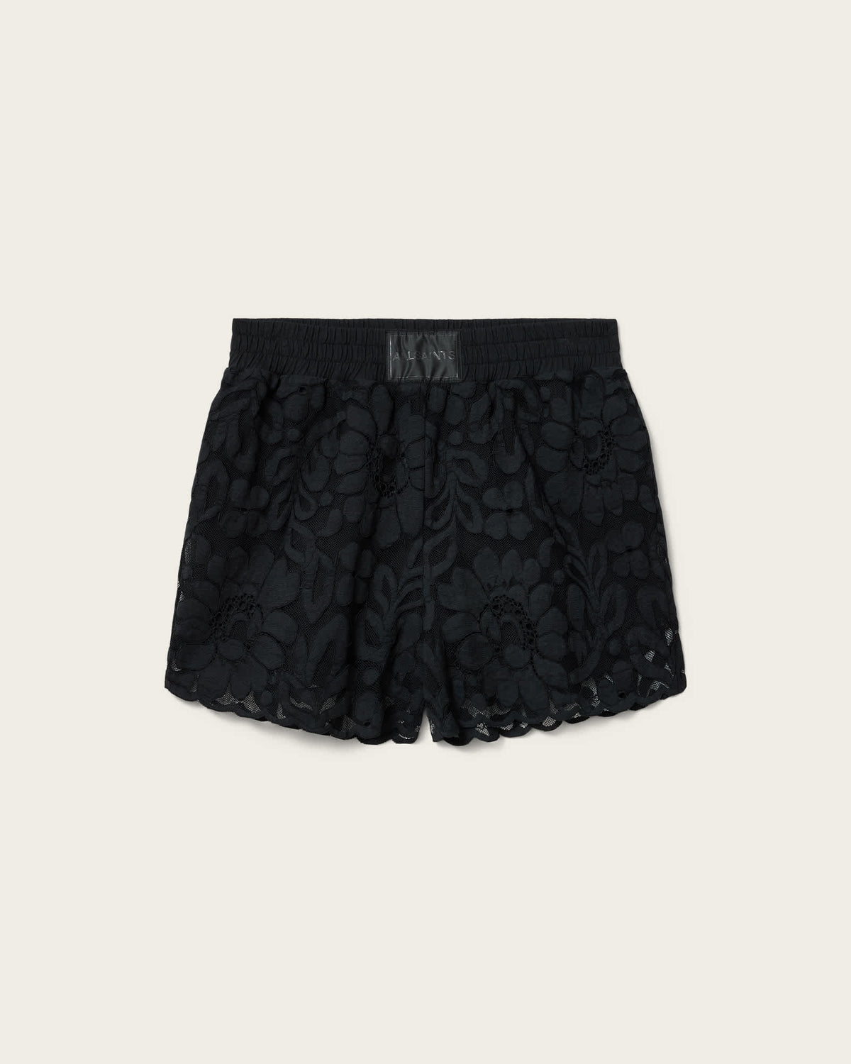 Amelie Mid Rise Relaxed Lace Shorts Black