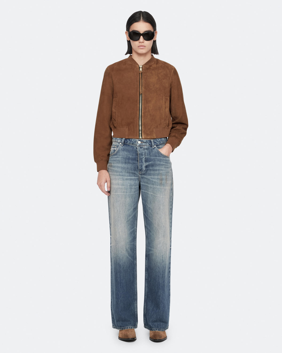 Orten Suede Bomber Jacket COGNAC BROWN