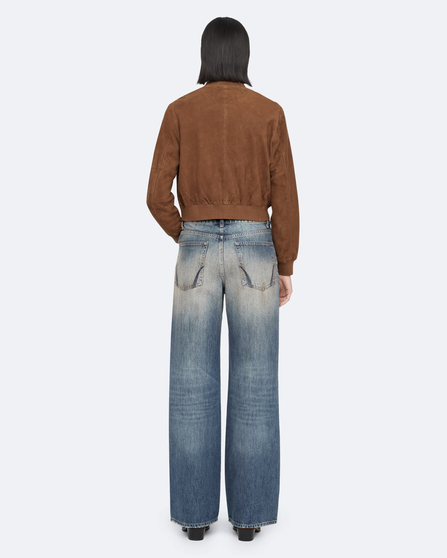 Orten Suede Bomber Jacket COGNAC BROWN