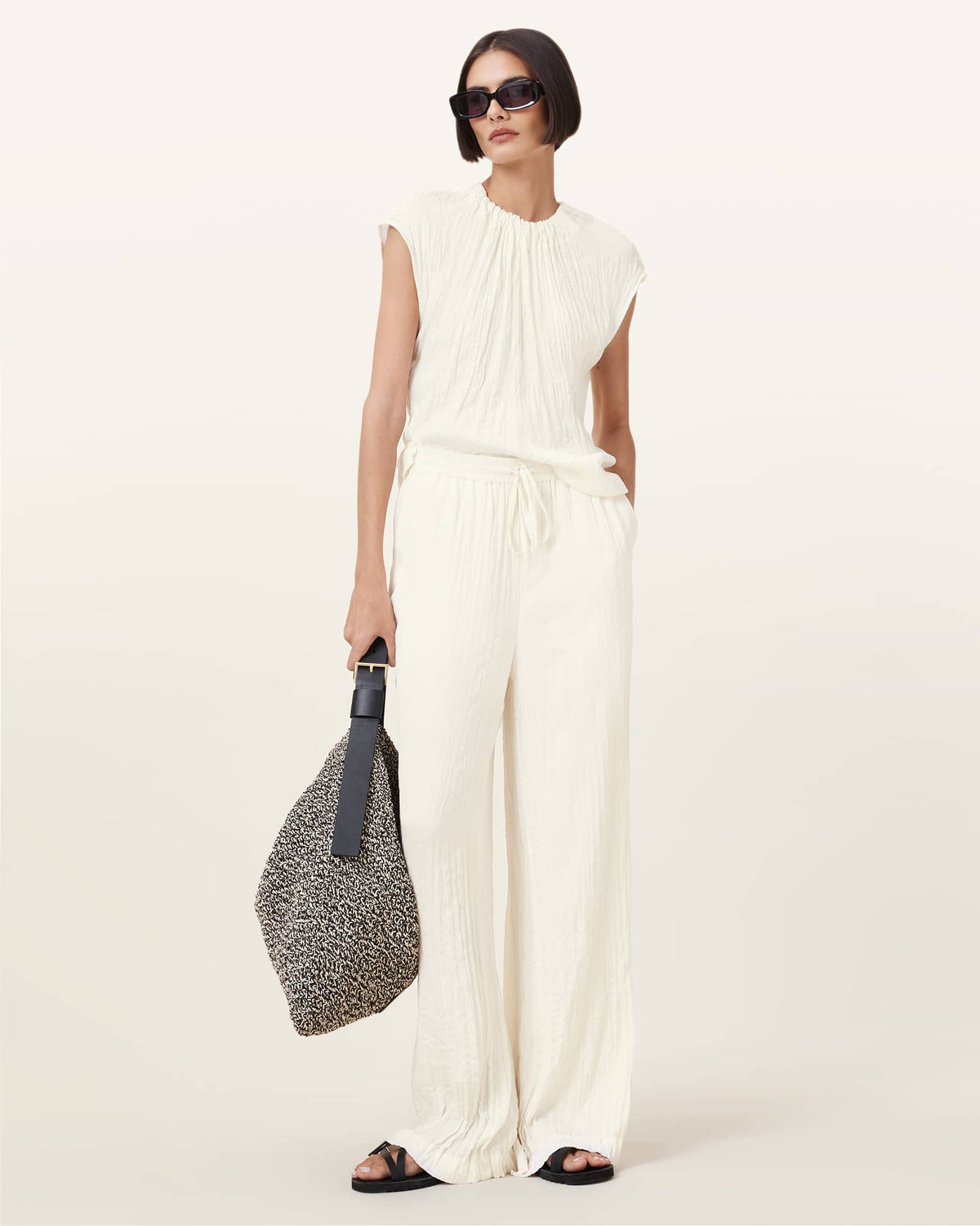 Caramin Crinkle Trousers GARDENIA CREAM