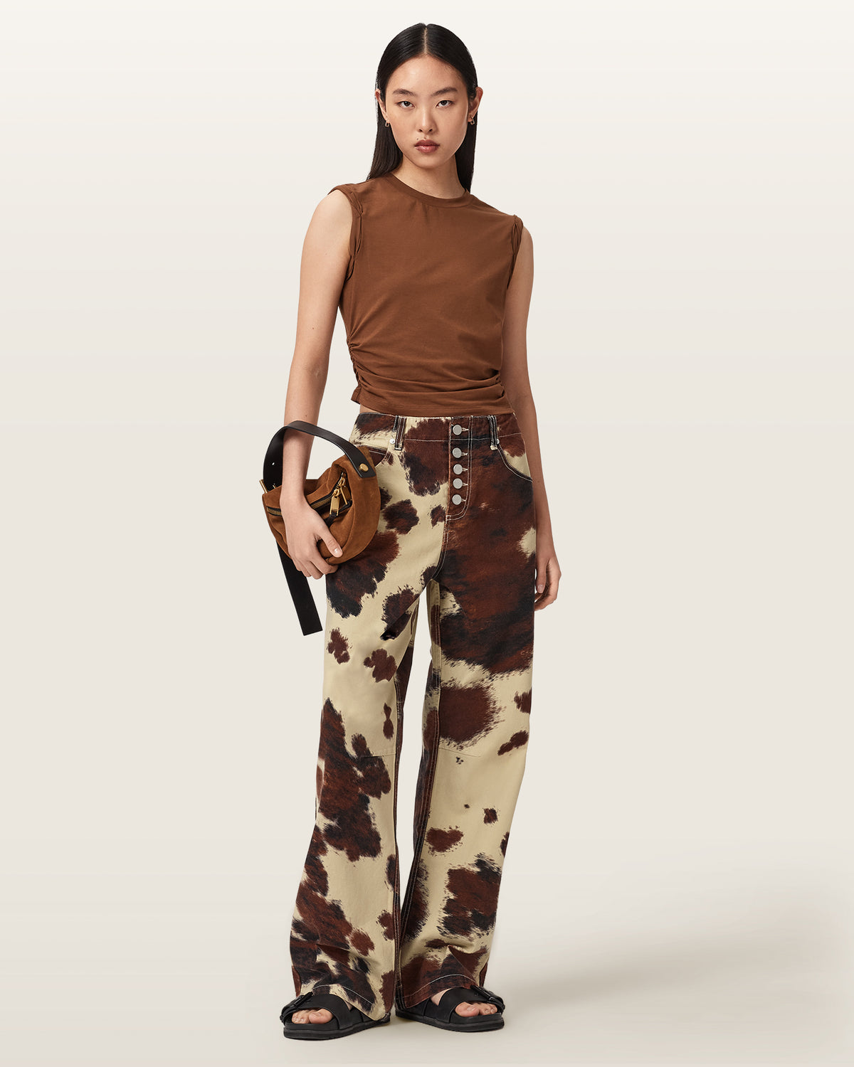 Taya Cow Print Denim Jeans