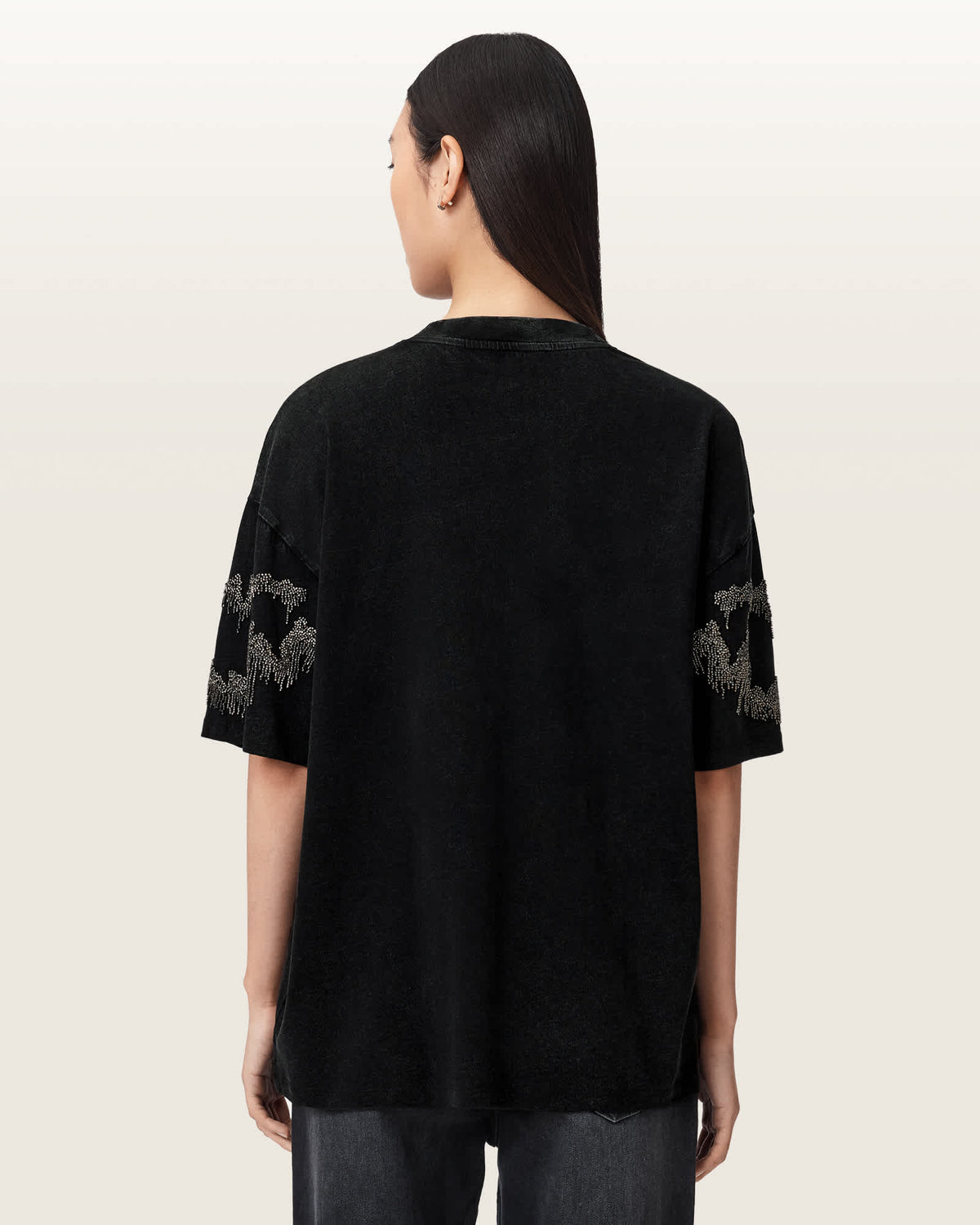 Maia Etta Oversized Embellished T-Shirt Washed Black
