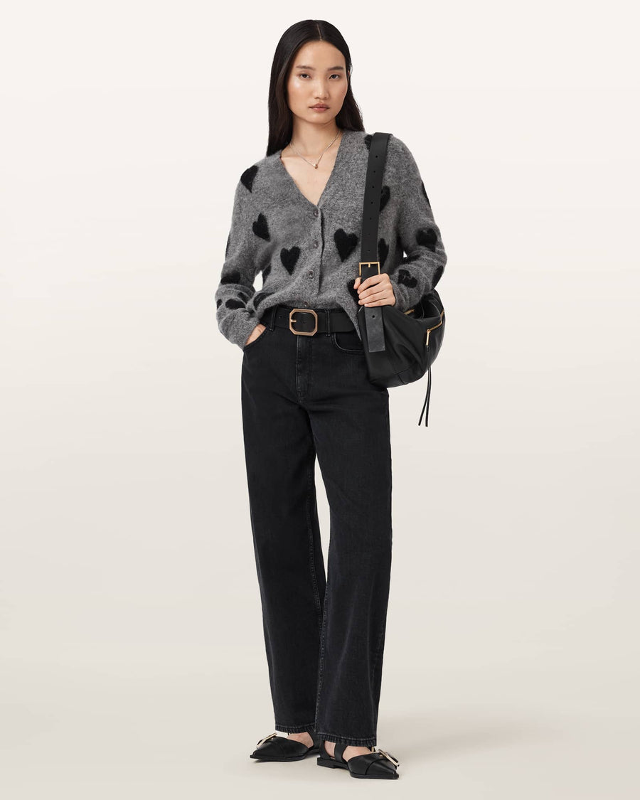 Amora Jacquard Brushed Cardigan Grey/Black