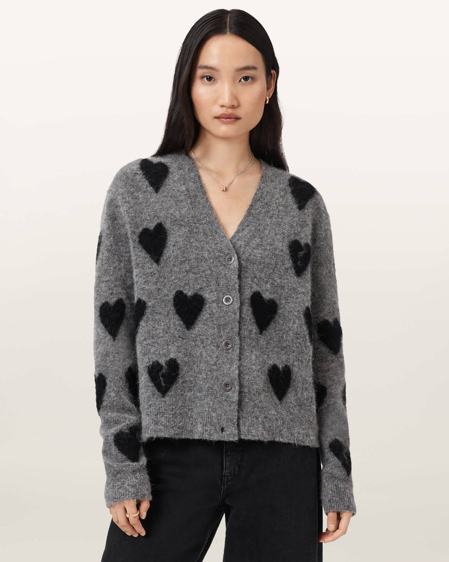 Amora Jacquard Brushed Cardigan Grey/Black