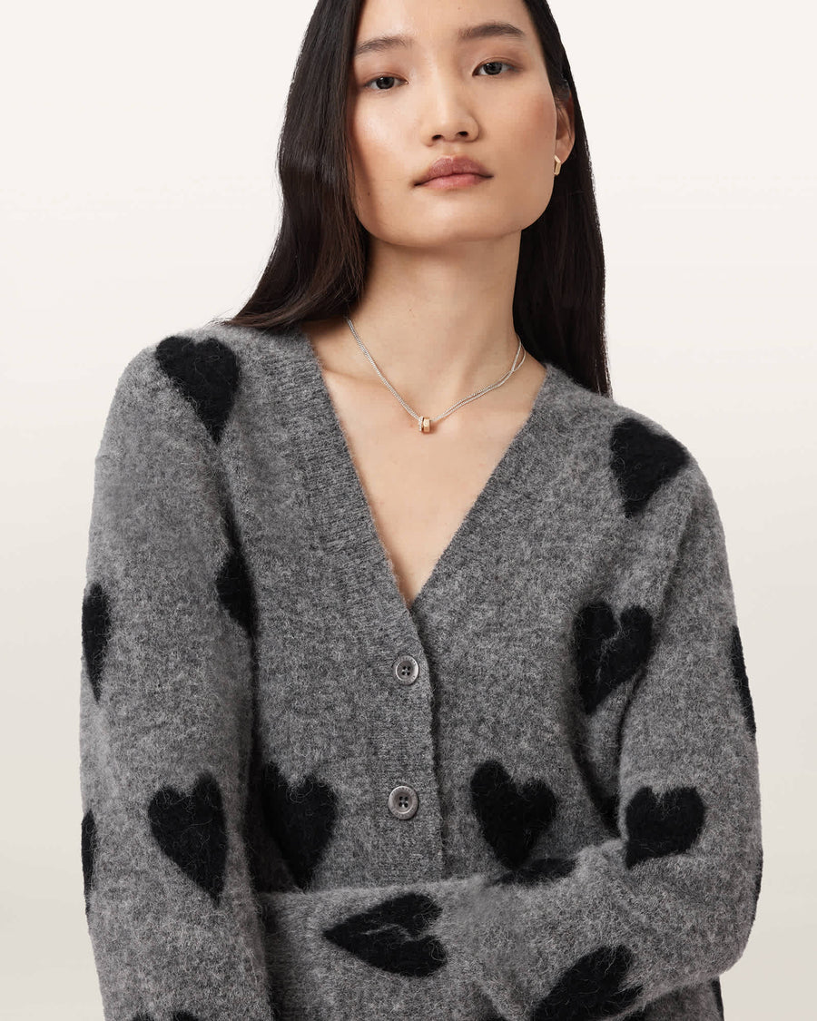 Amora Jacquard Brushed Cardigan Grey/Black