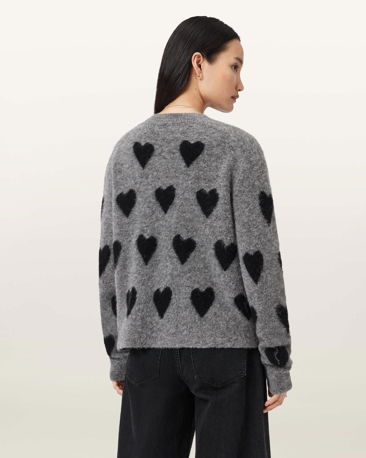 Amora Jacquard Brushed Cardigan Grey/Black
