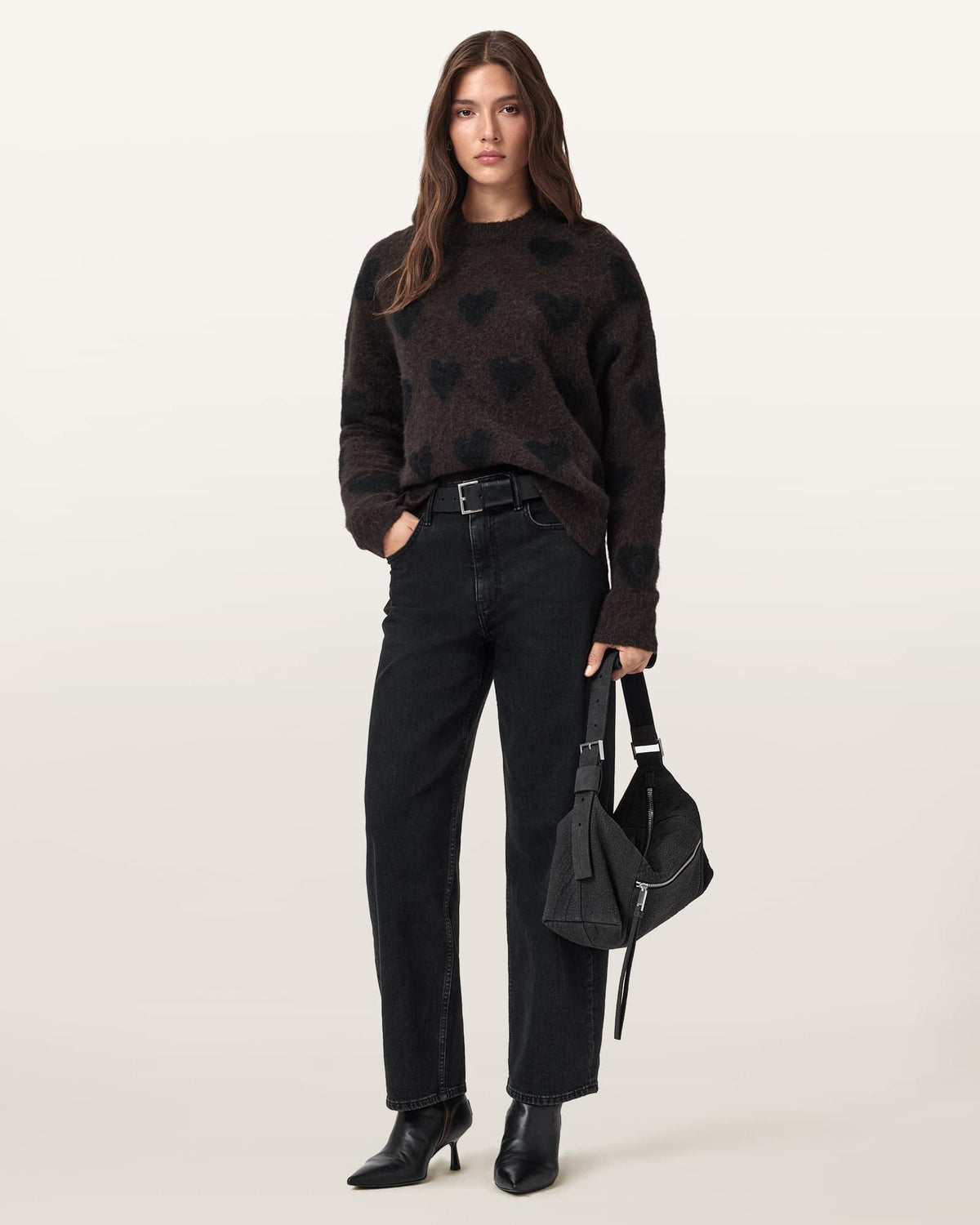 Amora Jacquard Brushed Jumper OXBLOOD RED/BLACK