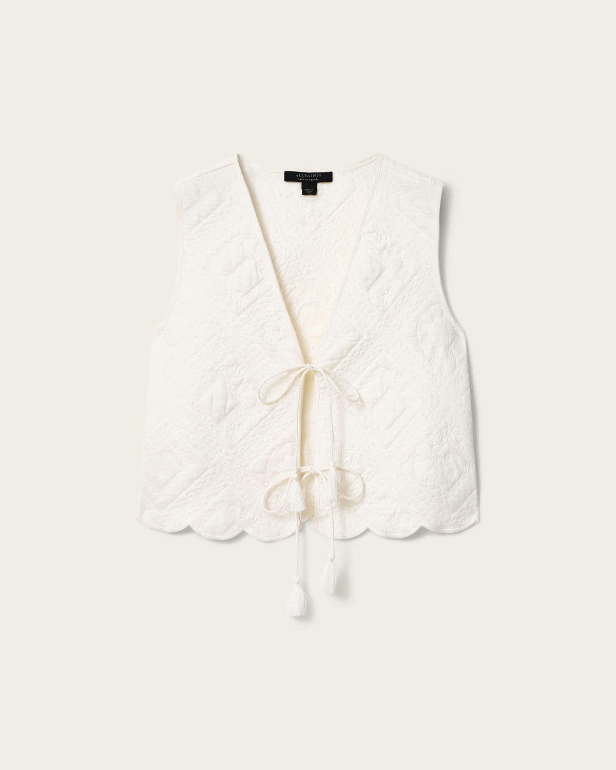Mona Quilted Cropped Waistcoat Chalk White