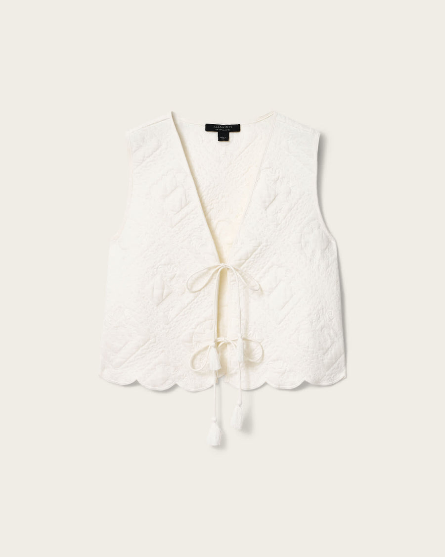 Mona Quilted Cropped Waistcoat Chalk White
