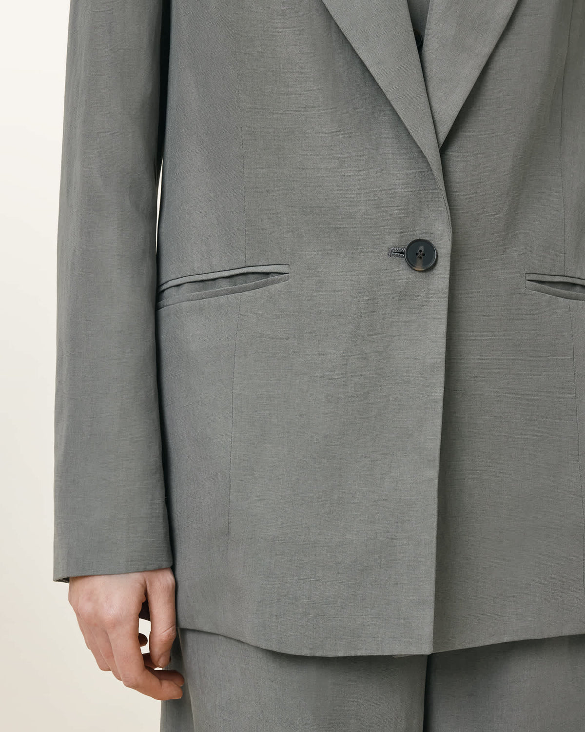 Averie Tencel Relaxed Fit Linen Blend Blazer Grey