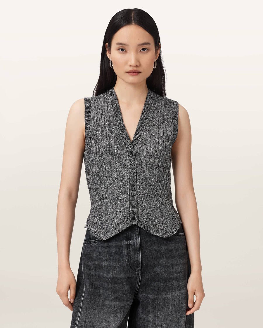 Cruz Shine Slim Fit Wasitcoat Metallic Silver