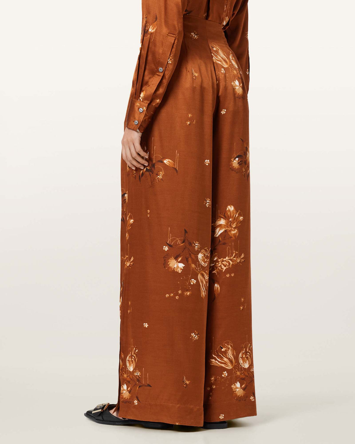 Venna Wide Leg Trousers ANIA RUST BROWN