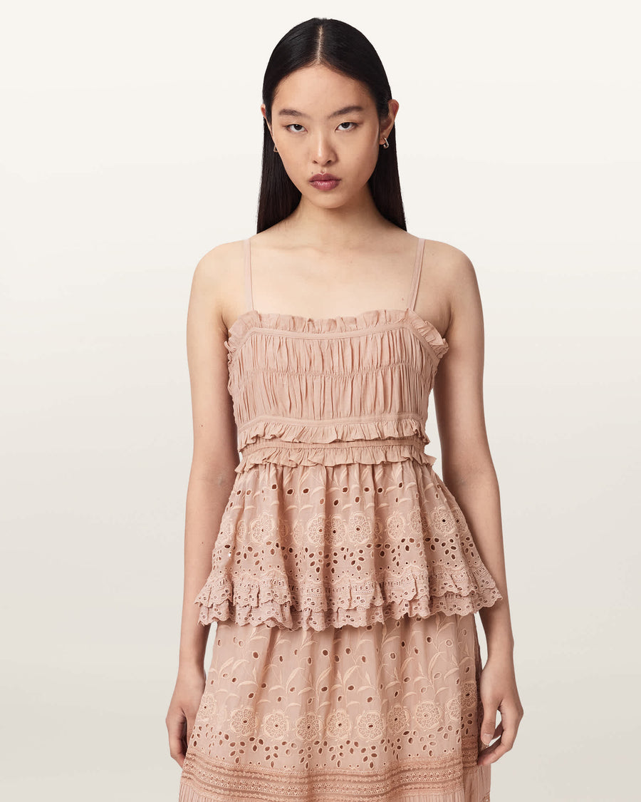 Camille Embroidered Lace Top PLASTER PINK