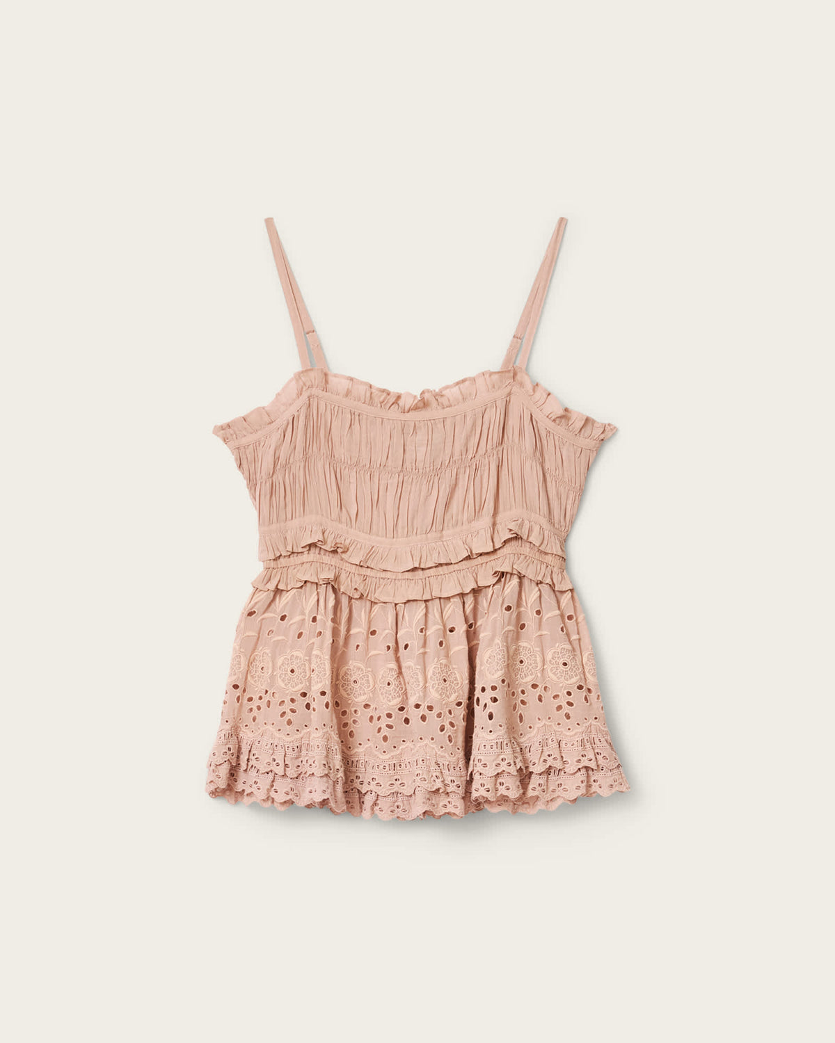 Camille Embroidered Lace Top PLASTER PINK