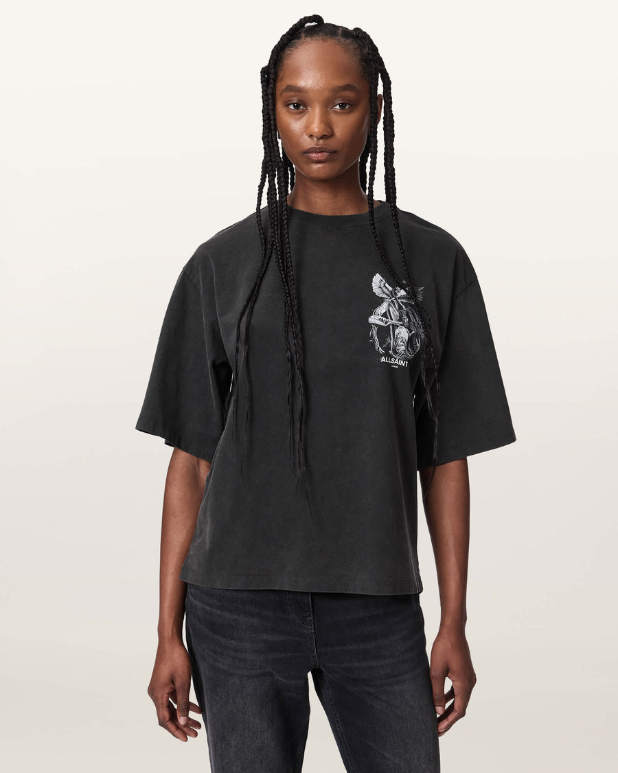 Seraph Amelie Oversized Graphic T-Shirt Washed Black