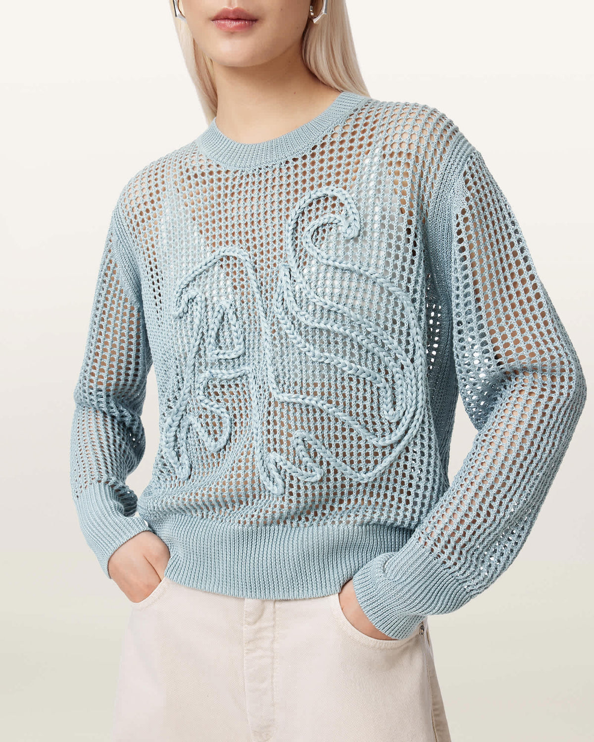 Raelyn Relaxed Fit Open Stitch Jumper QUARRY BLUE